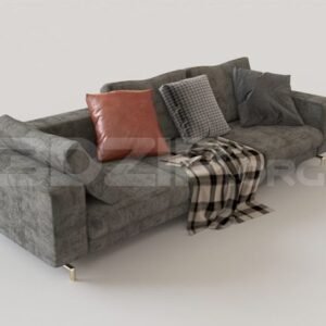 3ds Max Realistic Grey Fabric Sofa – High-Detail Cinema‑Quality Model