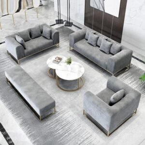 Luxe Royale Velvet Sofa Set (5-Seater Modular Design)